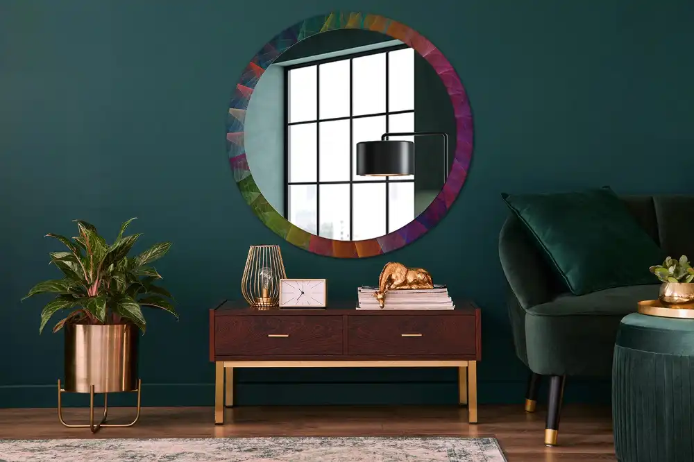 Miroir rond avec décoration palette de couleurs