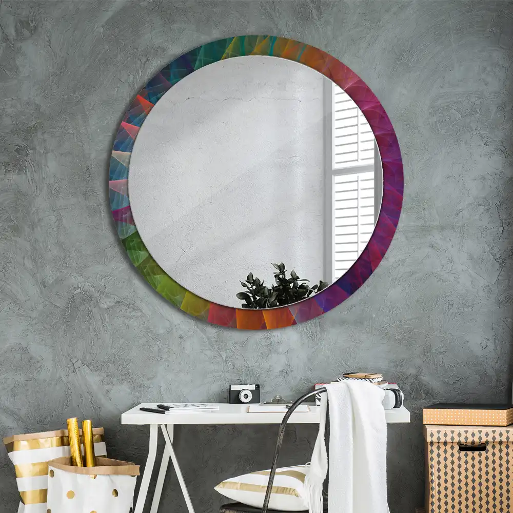 Miroir rond avec décoration palette de couleurs
