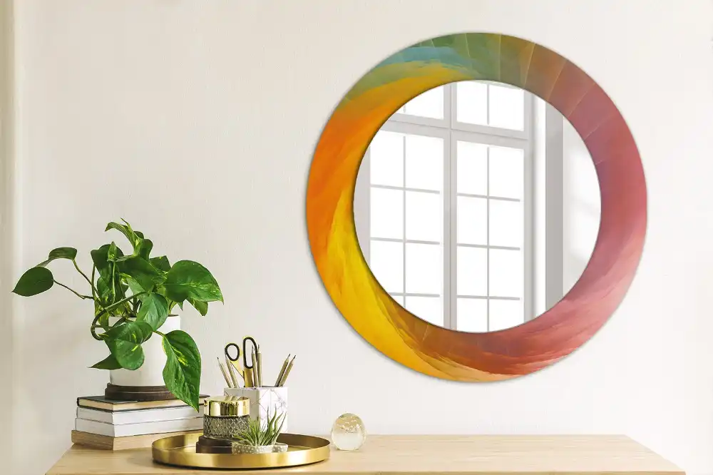 Miroir rond avec décoration palette de couleurs