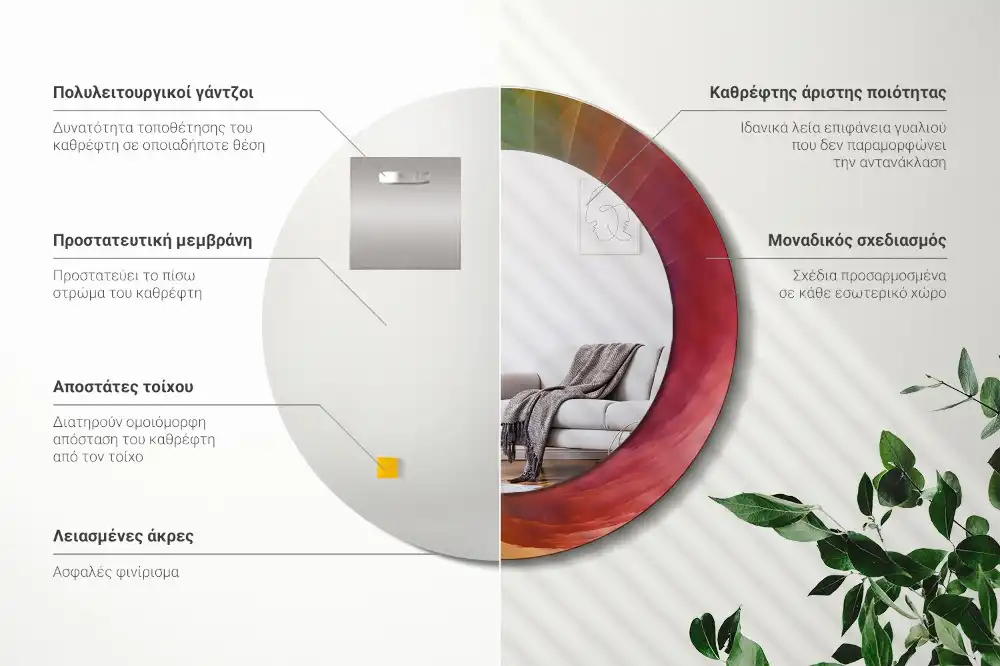 Miroir rond avec décoration palette de couleurs