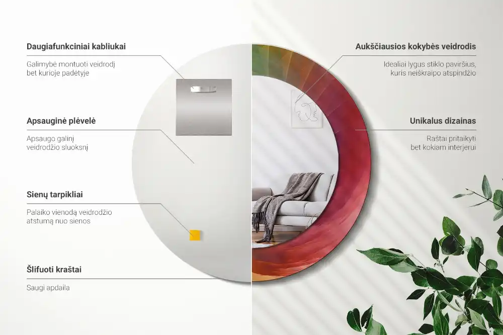 Miroir rond avec décoration palette de couleurs