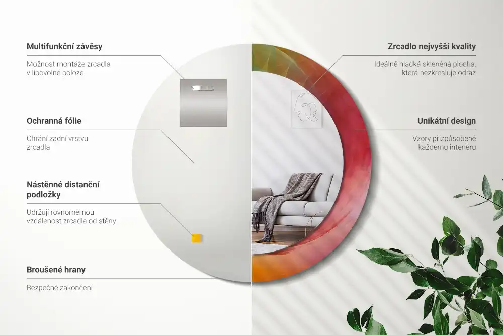 Miroir rond avec décoration palette de couleurs