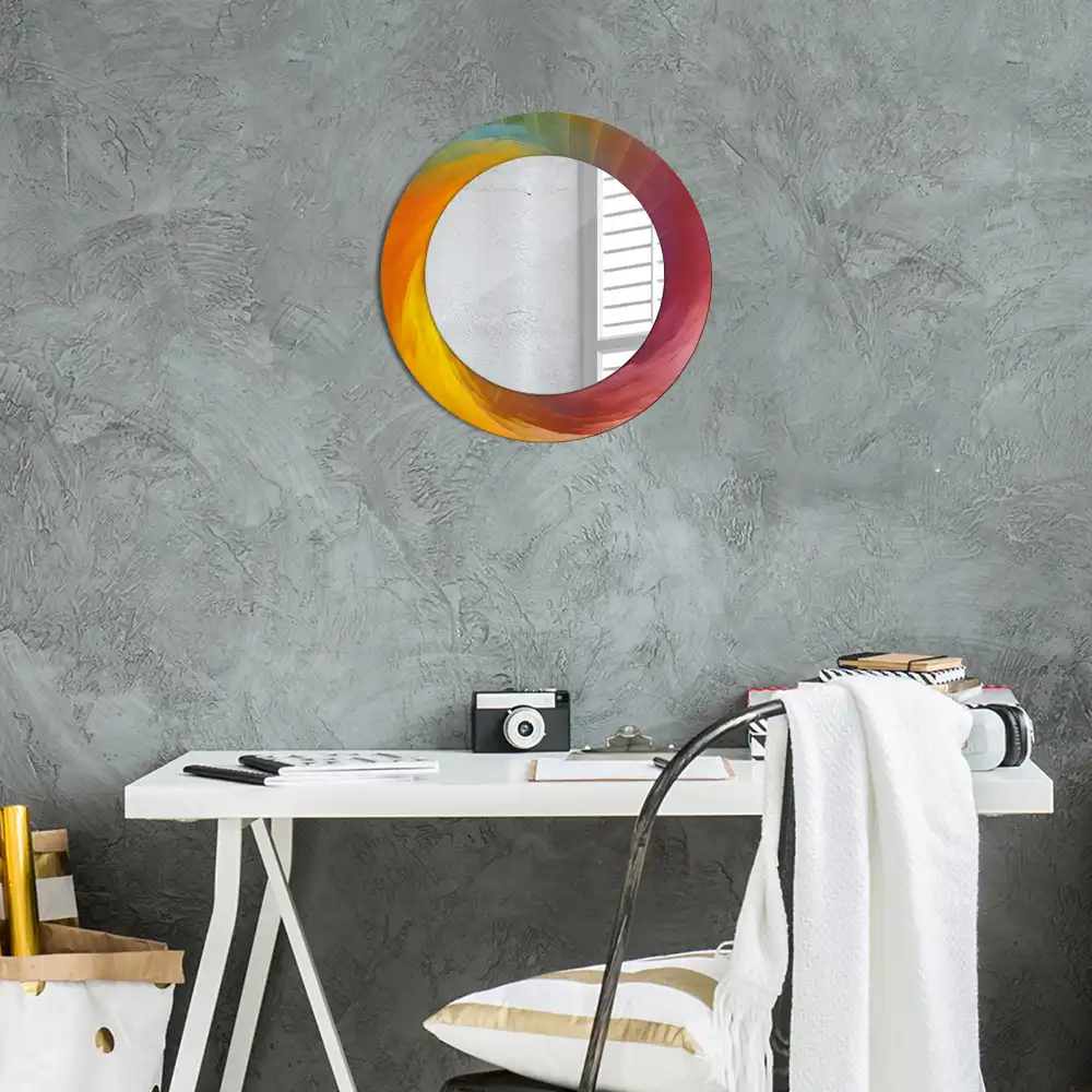 Miroir rond avec décoration palette de couleurs