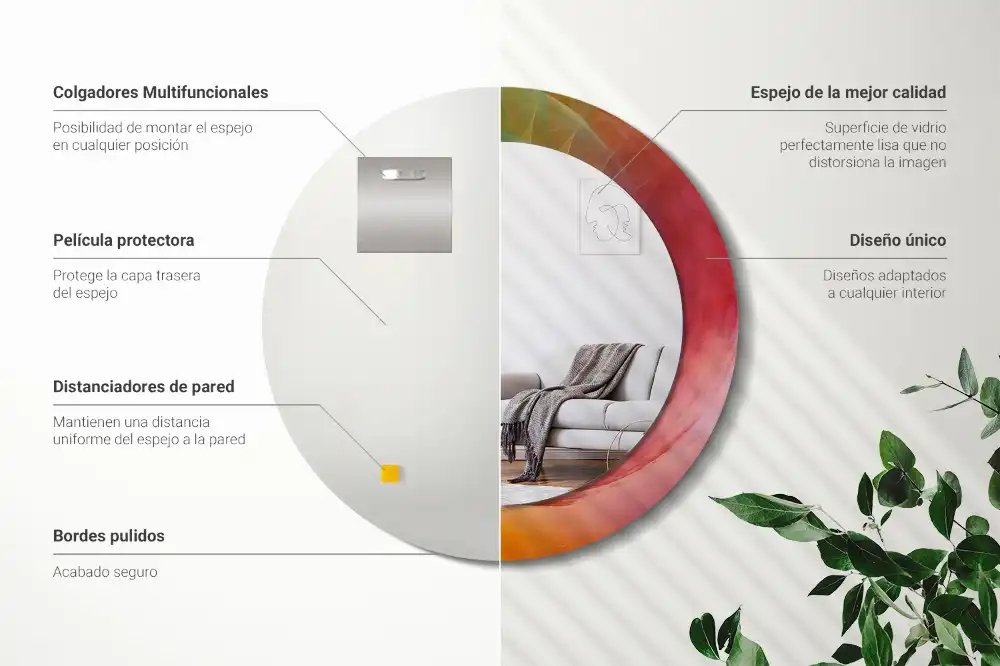Miroir rond avec décoration palette de couleurs