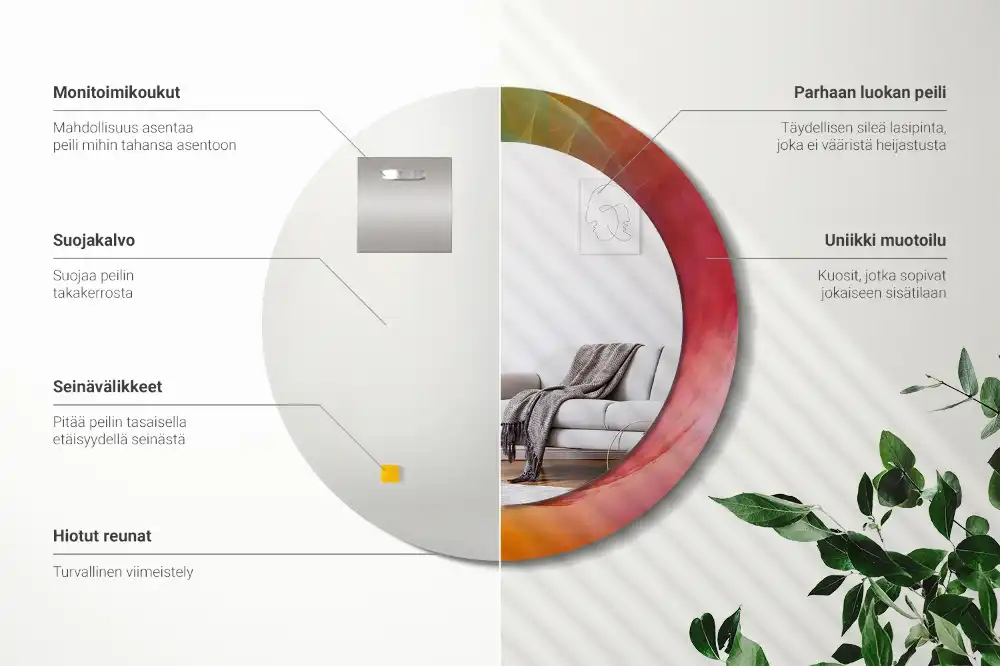 Miroir rond avec décoration palette de couleurs