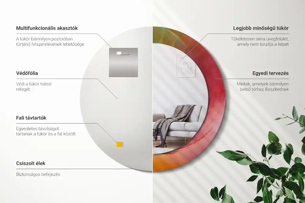 Miroir rond avec décoration palette de couleurs