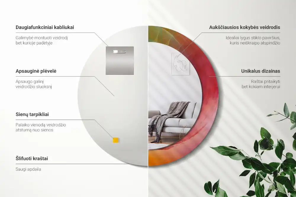 Miroir rond avec décoration palette de couleurs
