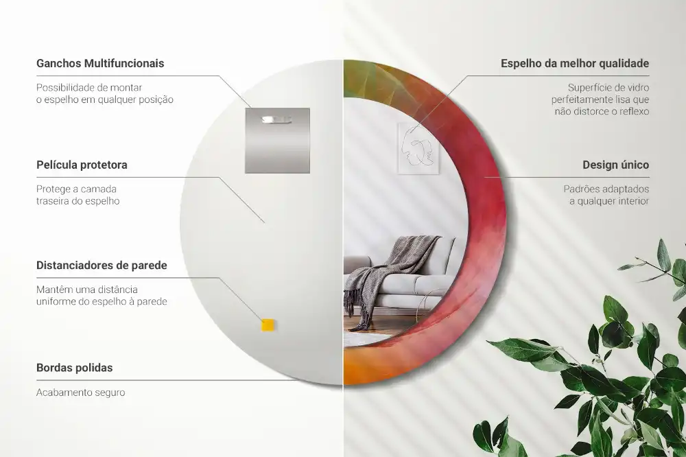 Miroir rond avec décoration palette de couleurs