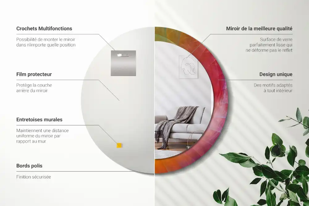 Miroir rond avec décoration palette de couleurs