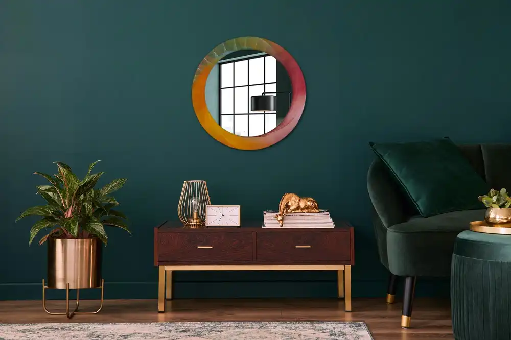 Miroir rond avec décoration palette de couleurs