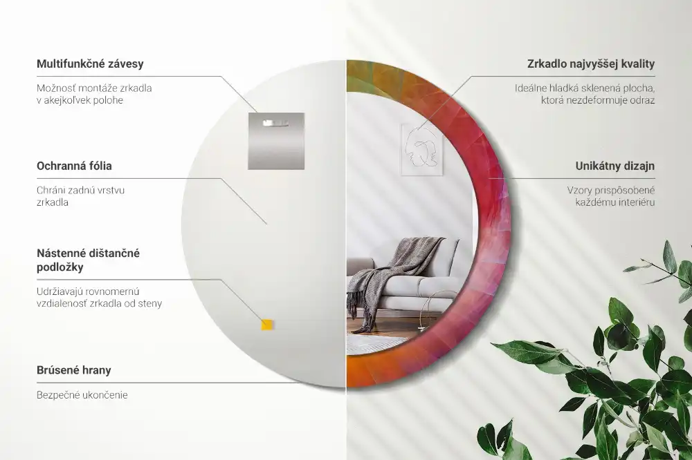 Miroir rond avec décoration palette de couleurs