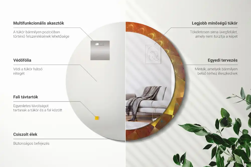 Miroir rond imprimé spirale abstraite