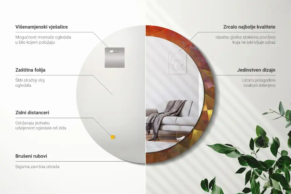 Miroir rond imprimé spirale abstraite