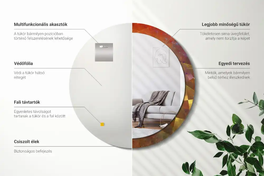 Miroir rond imprimé spirale abstraite