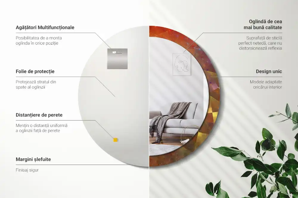 Miroir rond imprimé spirale abstraite