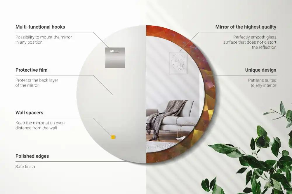 Miroir rond imprimé spirale abstraite