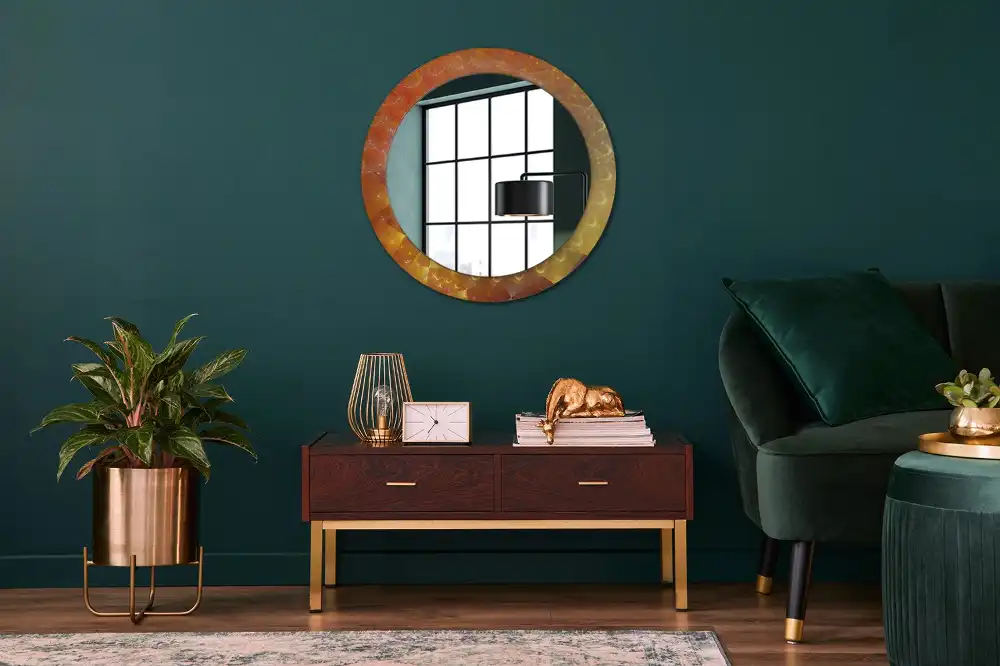 Miroir rond imprimé spirale abstraite