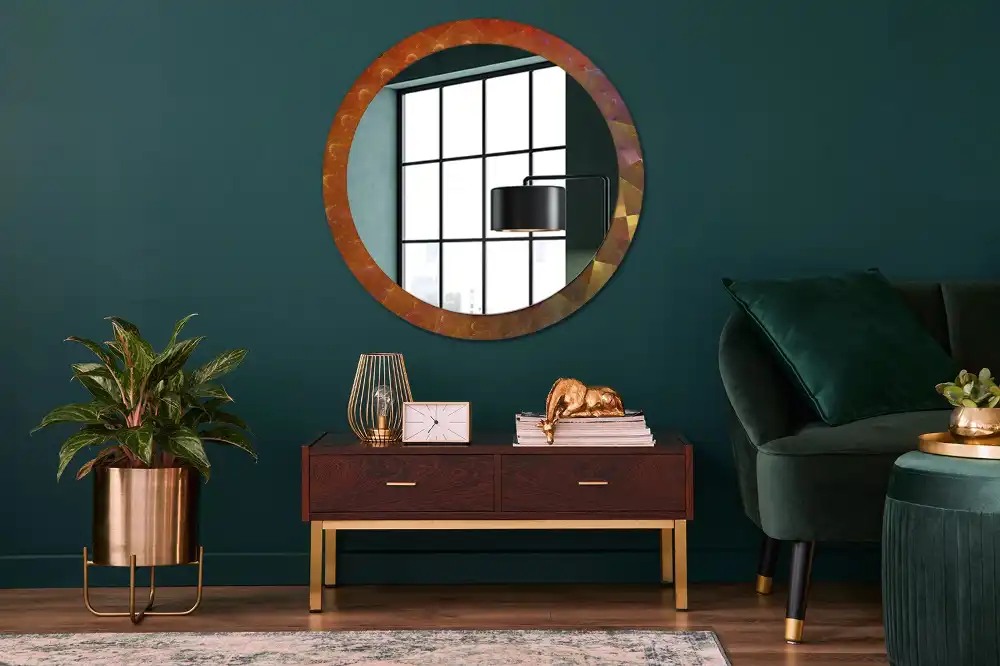 Miroir rond imprimé spirale abstraite