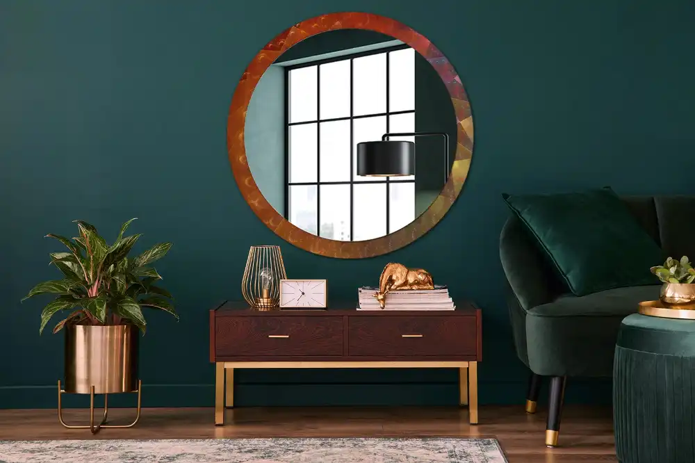 Miroir rond imprimé spirale abstraite