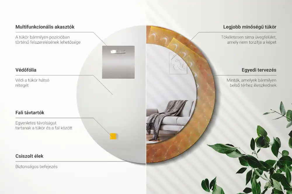 Miroir rond imprimé spirale abstraite