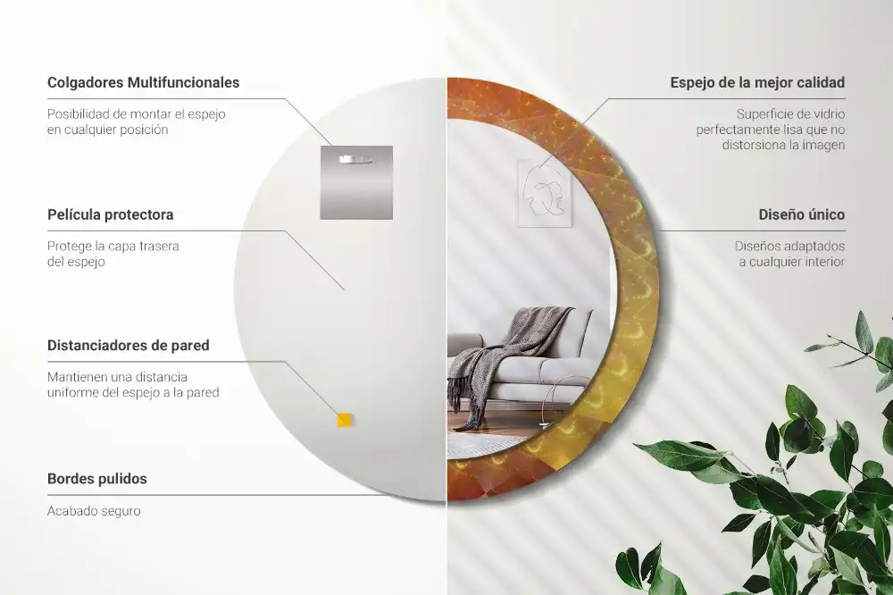 Miroir rond imprimé spirale abstraite