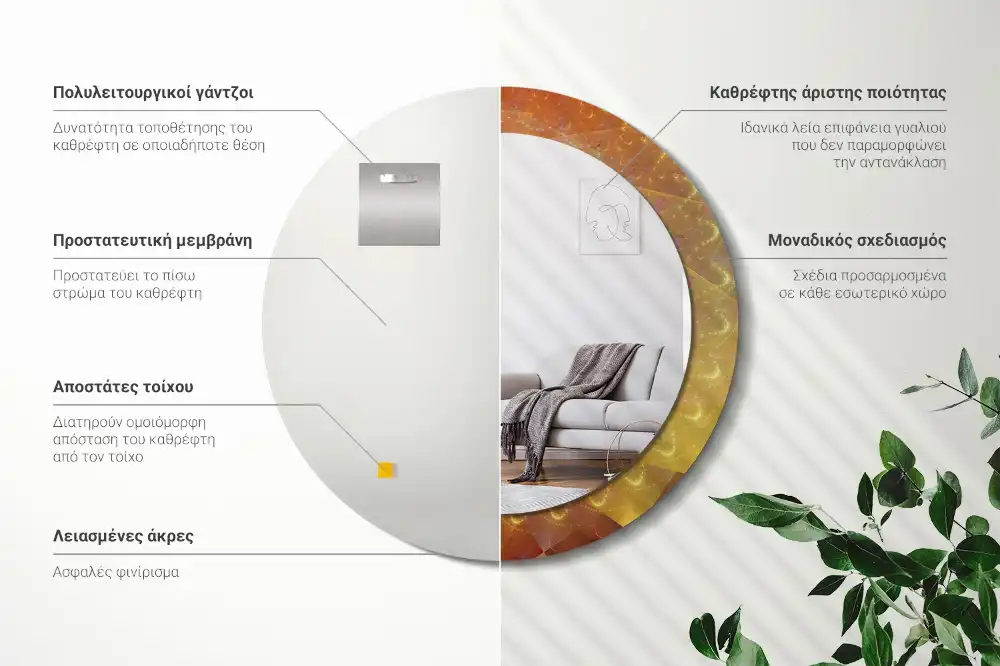 Miroir rond imprimé spirale abstraite