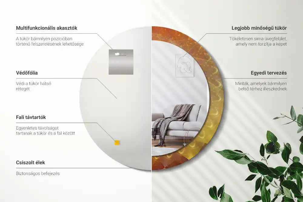 Miroir rond imprimé spirale abstraite