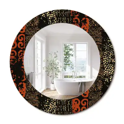 Miroir rond cadre imprimé motif grunge