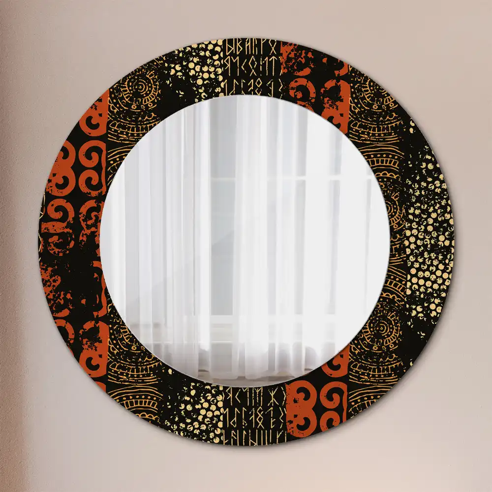 Miroir rond cadre imprimé motif grunge