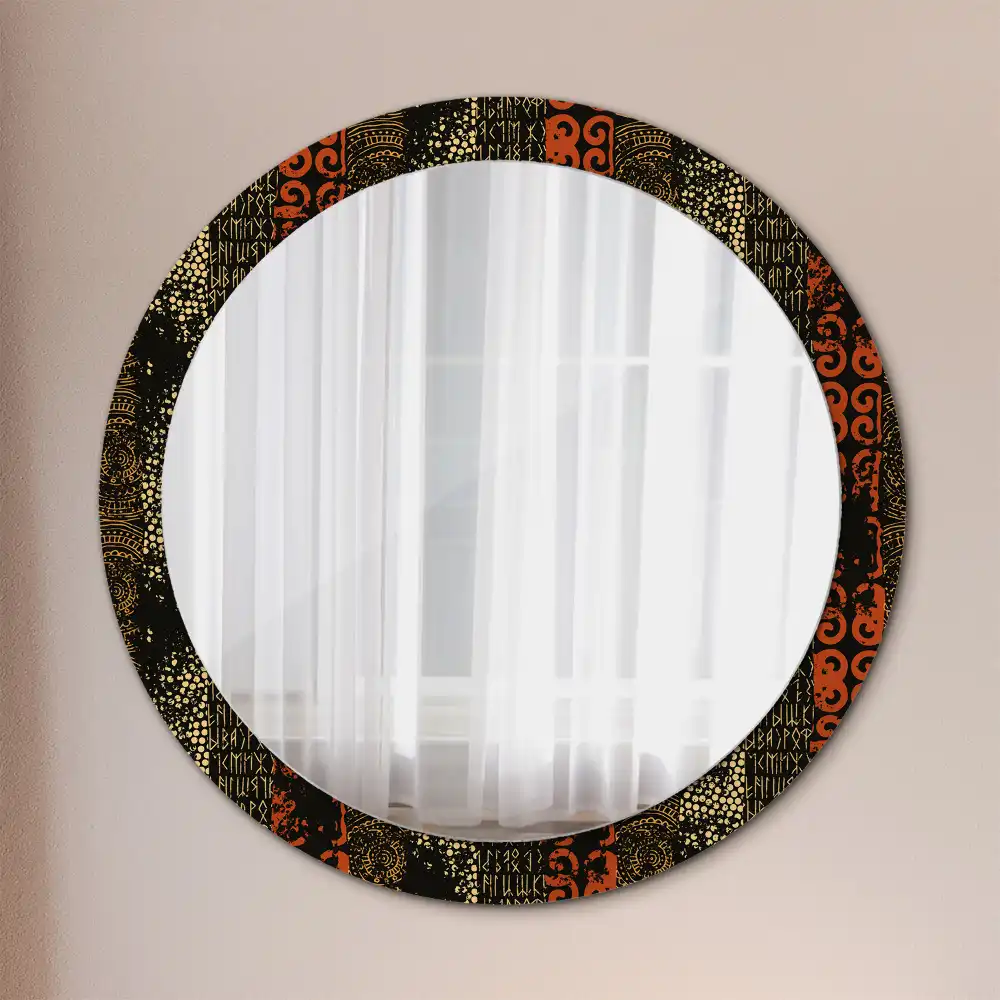 Miroir rond cadre imprimé motif grunge