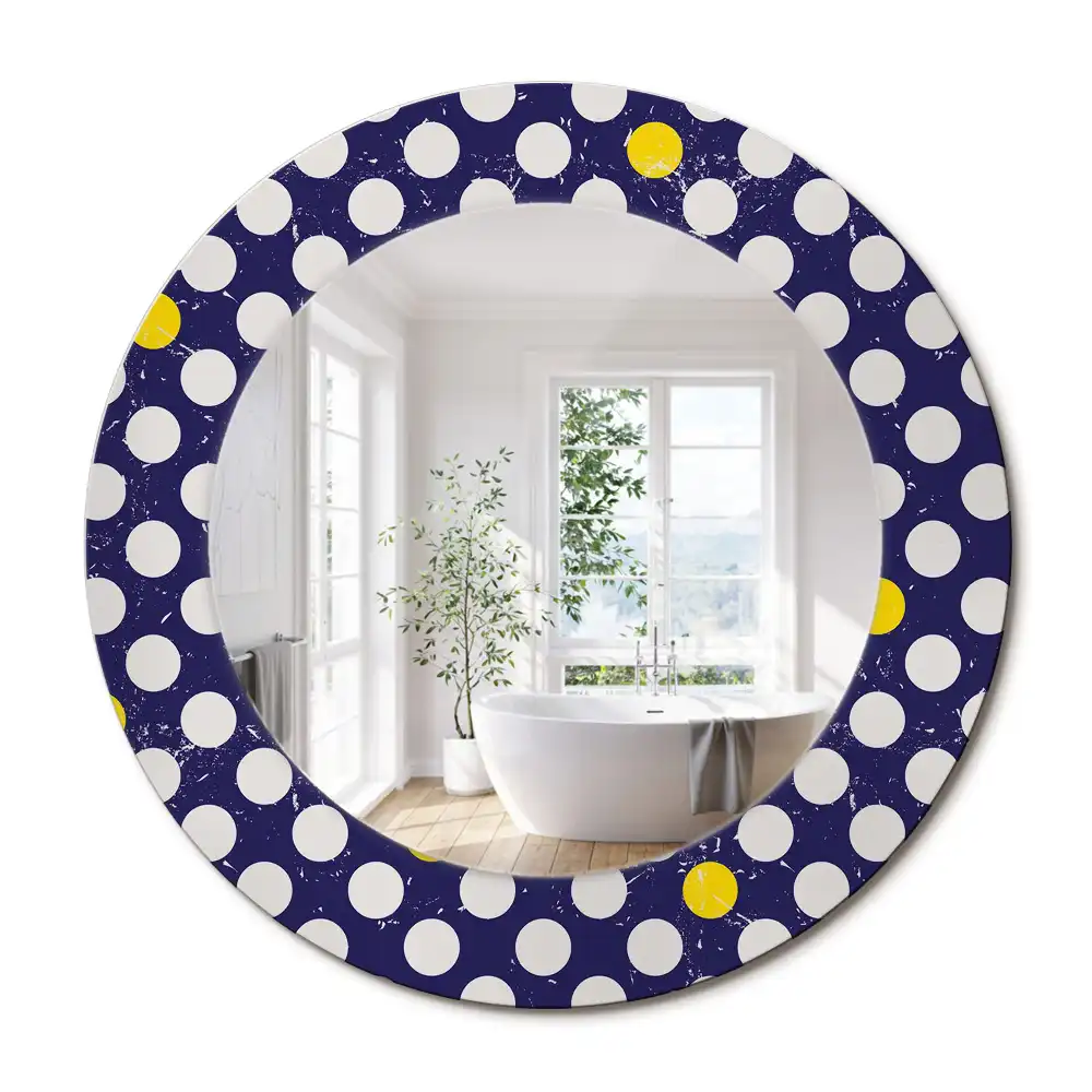 Miroir rond imprimé pois style rétro