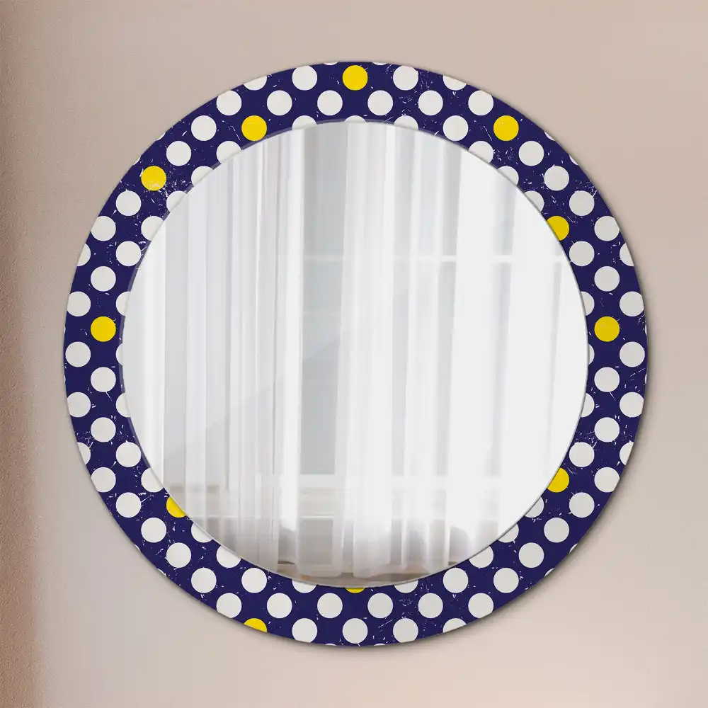 Miroir rond imprimé pois style rétro
