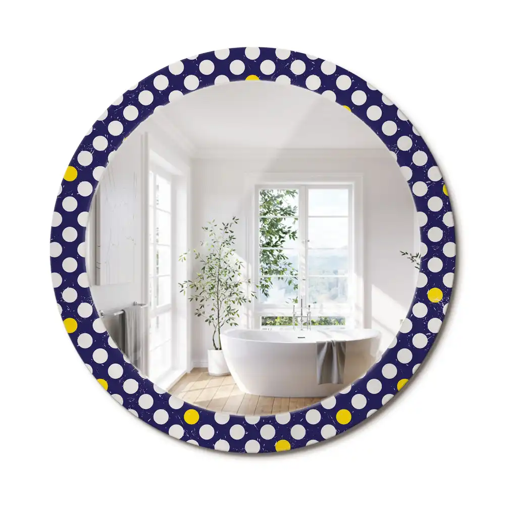 Miroir rond imprimé pois style rétro