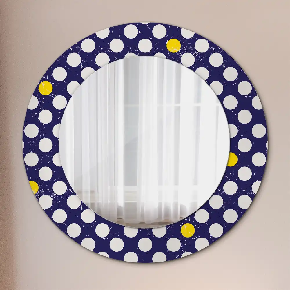 Miroir rond imprimé pois style rétro