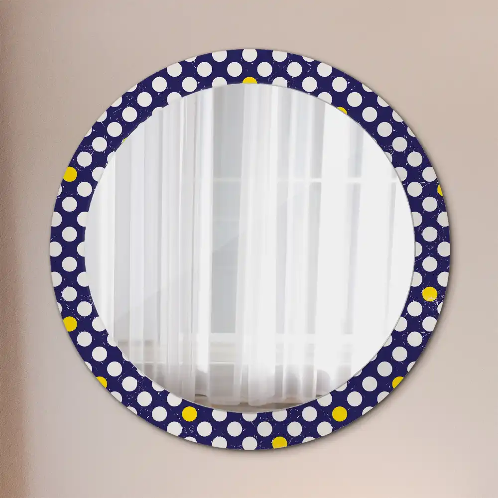 Miroir rond imprimé pois style rétro