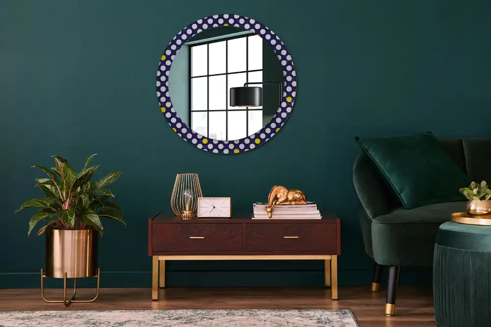 Miroir rond imprimé pois style rétro