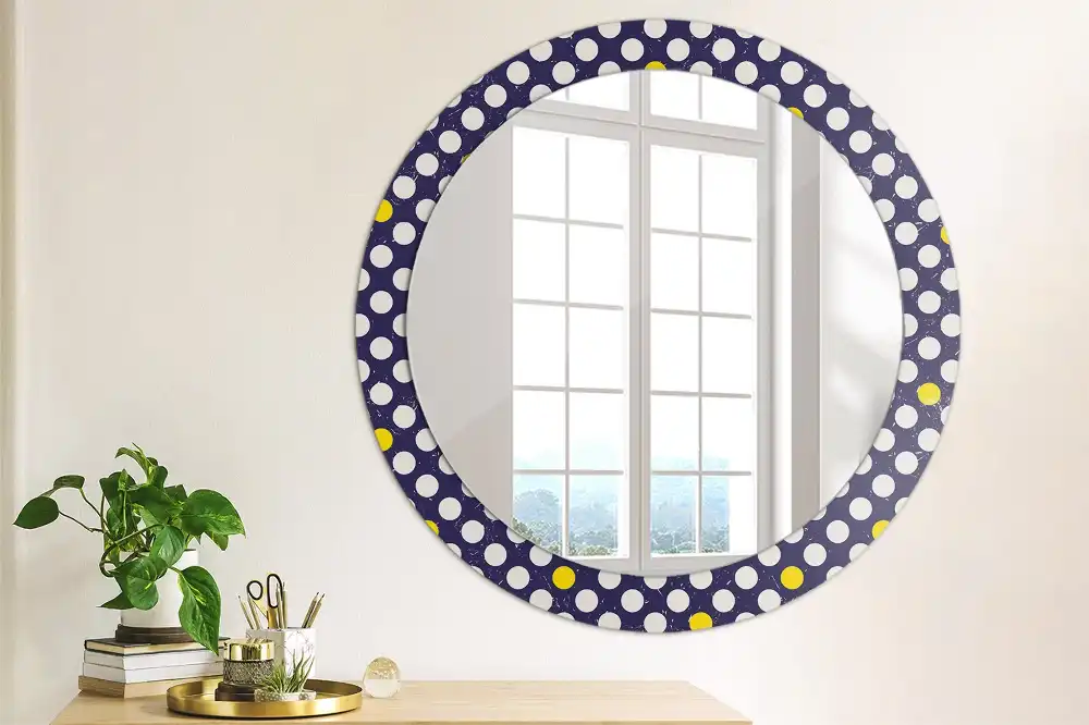 Miroir rond imprimé pois style rétro