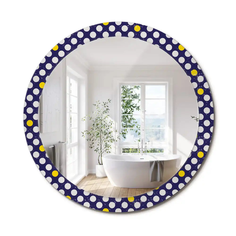 Miroir rond imprimé pois style rétro