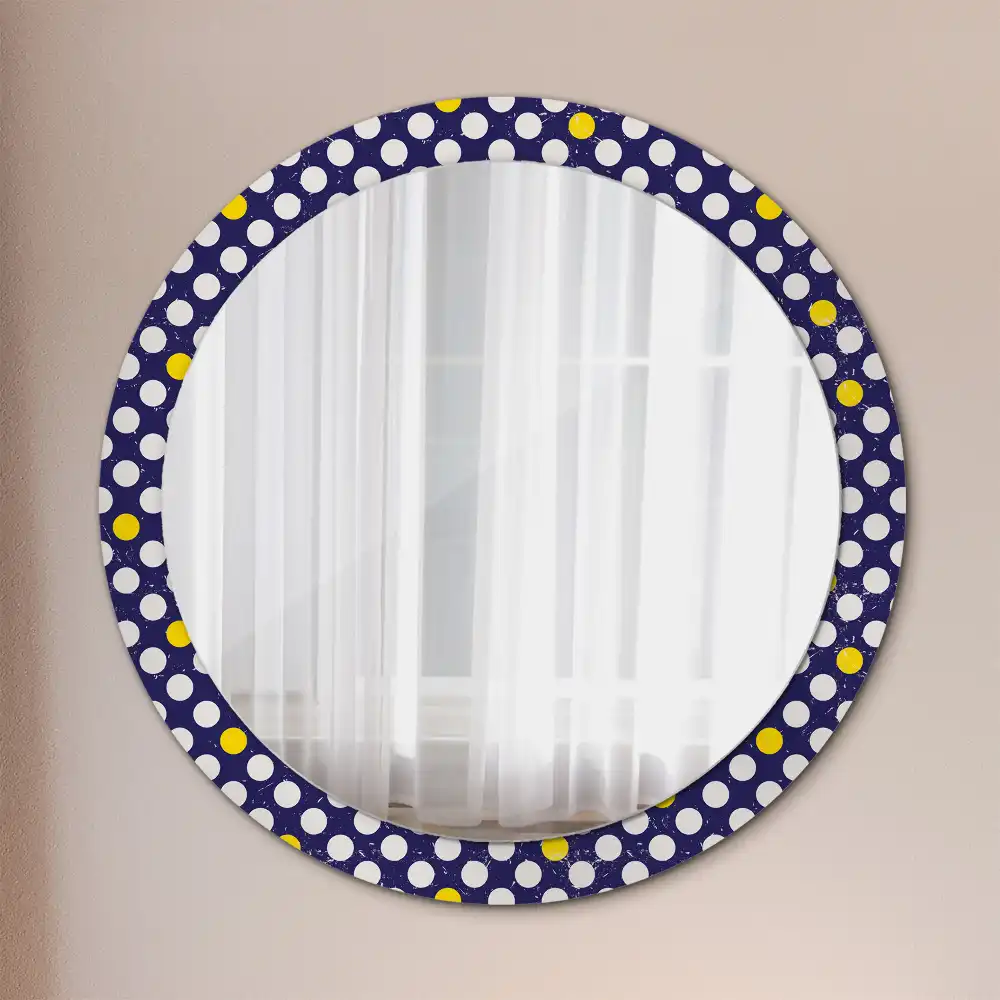 Miroir rond imprimé pois style rétro