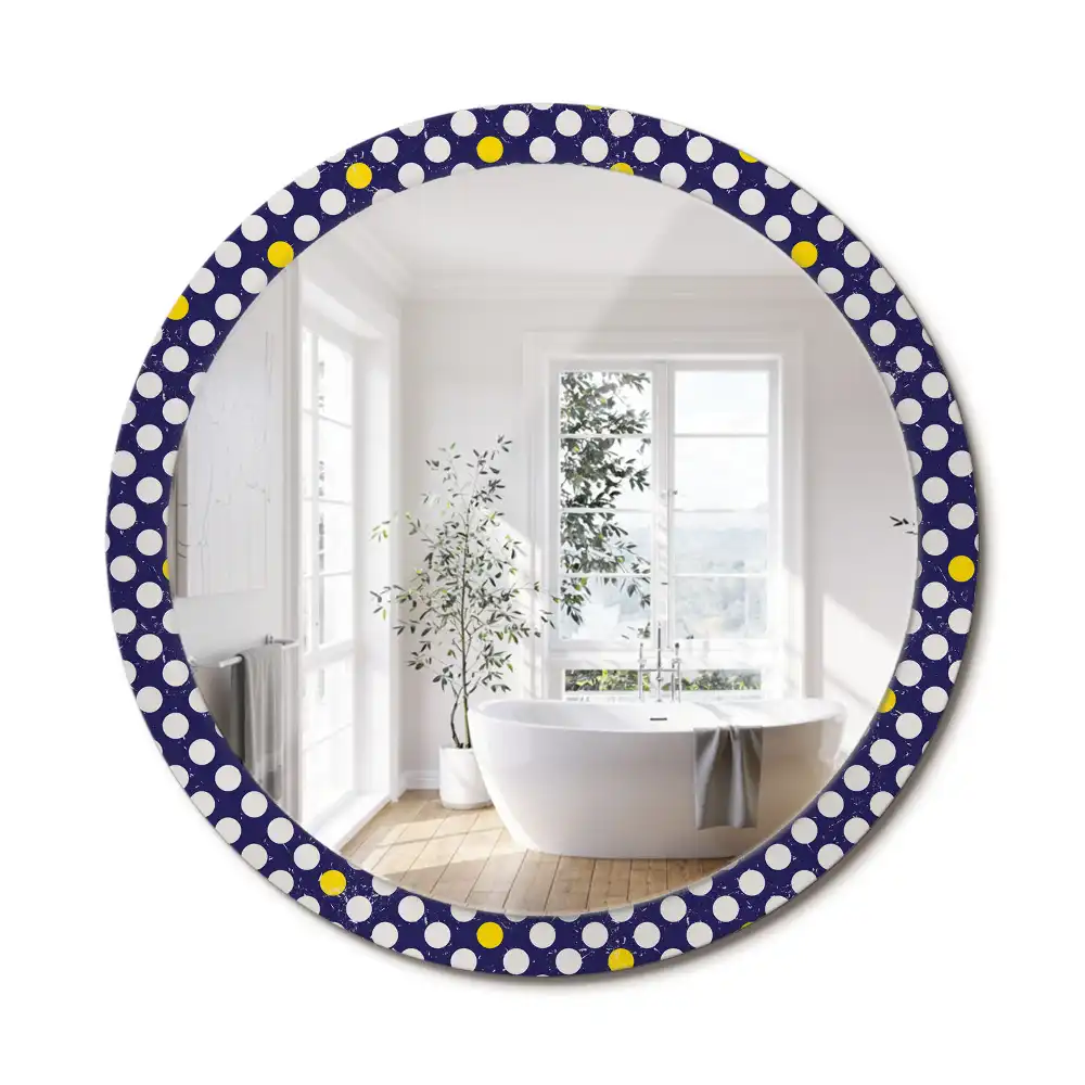 Miroir rond imprimé pois style rétro