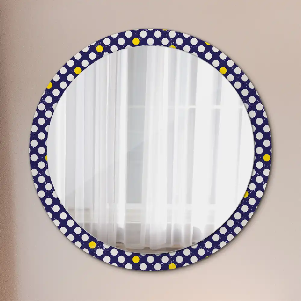 Miroir rond imprimé pois style rétro