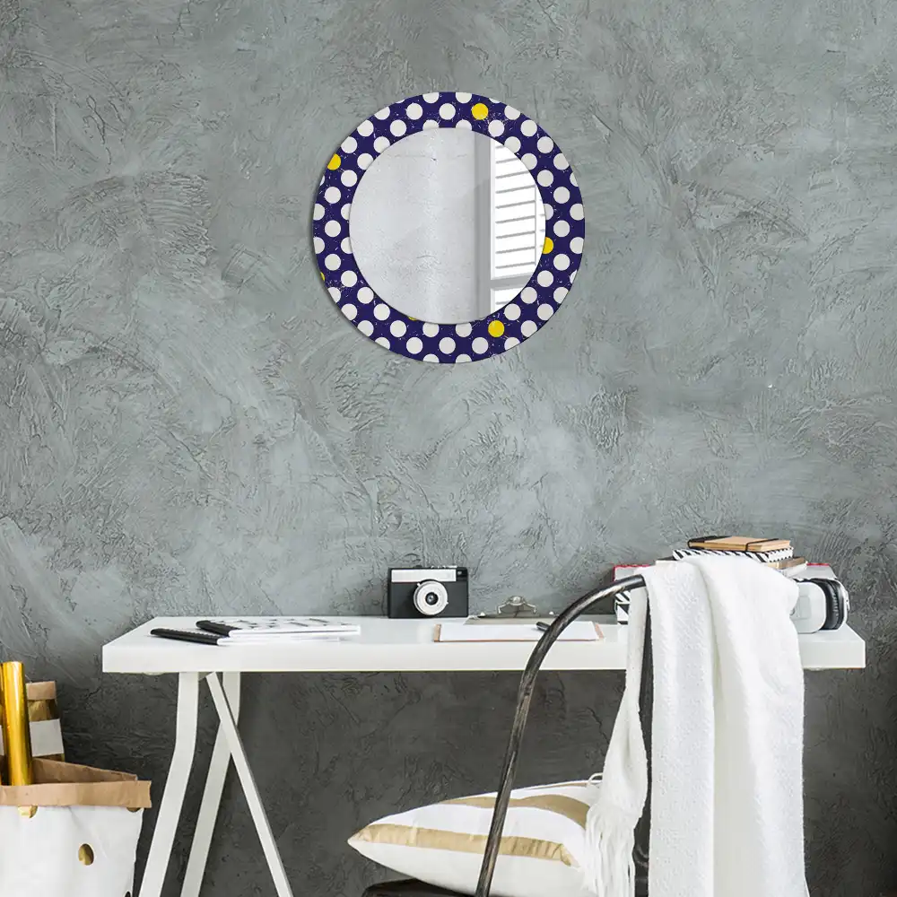 Miroir rond imprimé pois style rétro