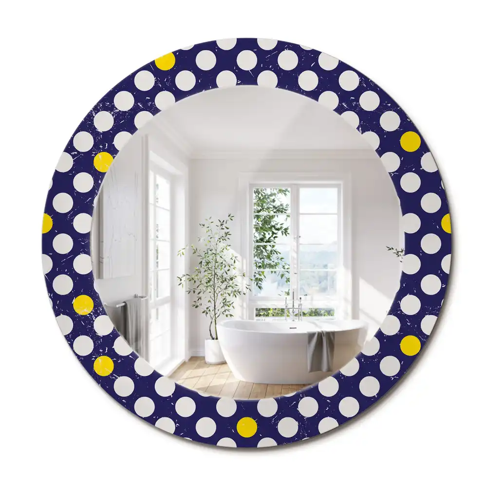 Miroir rond imprimé pois style rétro