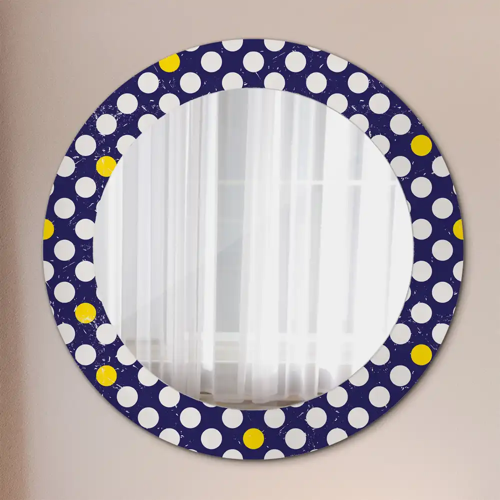 Miroir rond imprimé pois style rétro