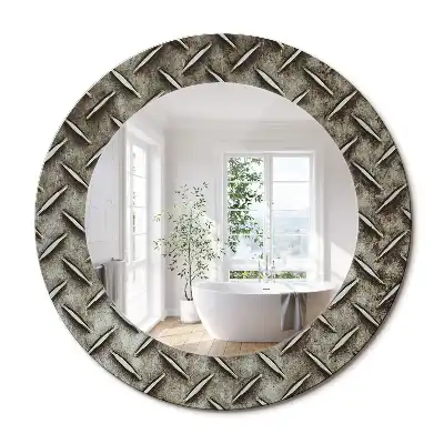 Miroir rond imprimé texture d'acier