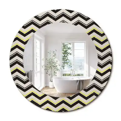 Miroir rond cadre imprimé motif en zigzag
