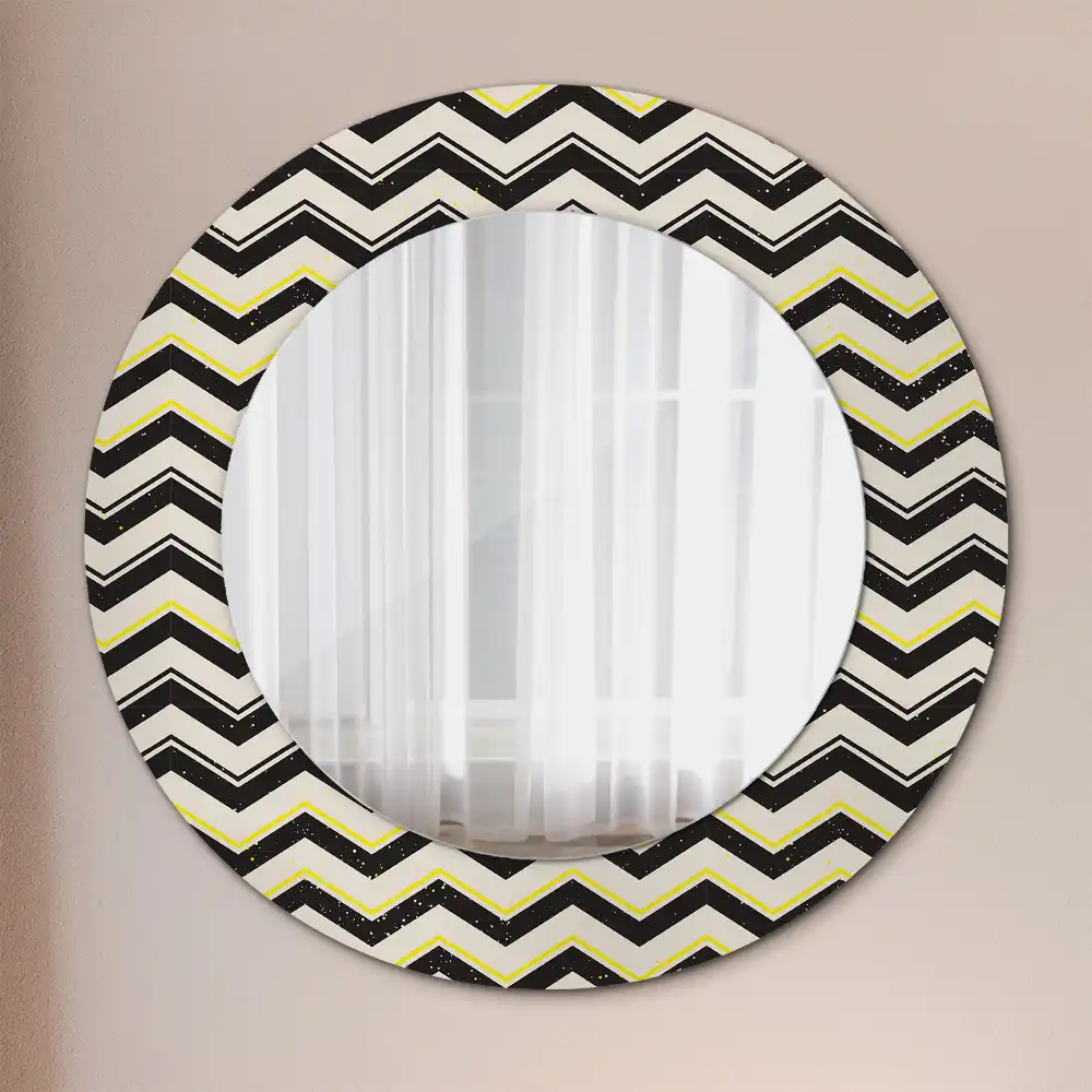Miroir rond cadre imprimé motif en zigzag