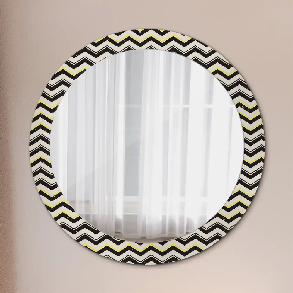 Miroir rond cadre imprimé motif en zigzag