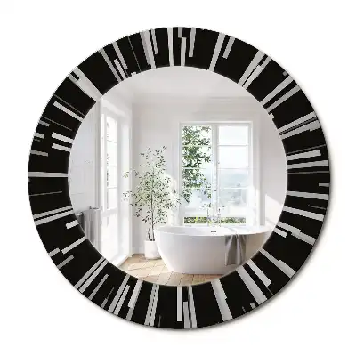 Miroir rond cadre avec impression composition rayonnante