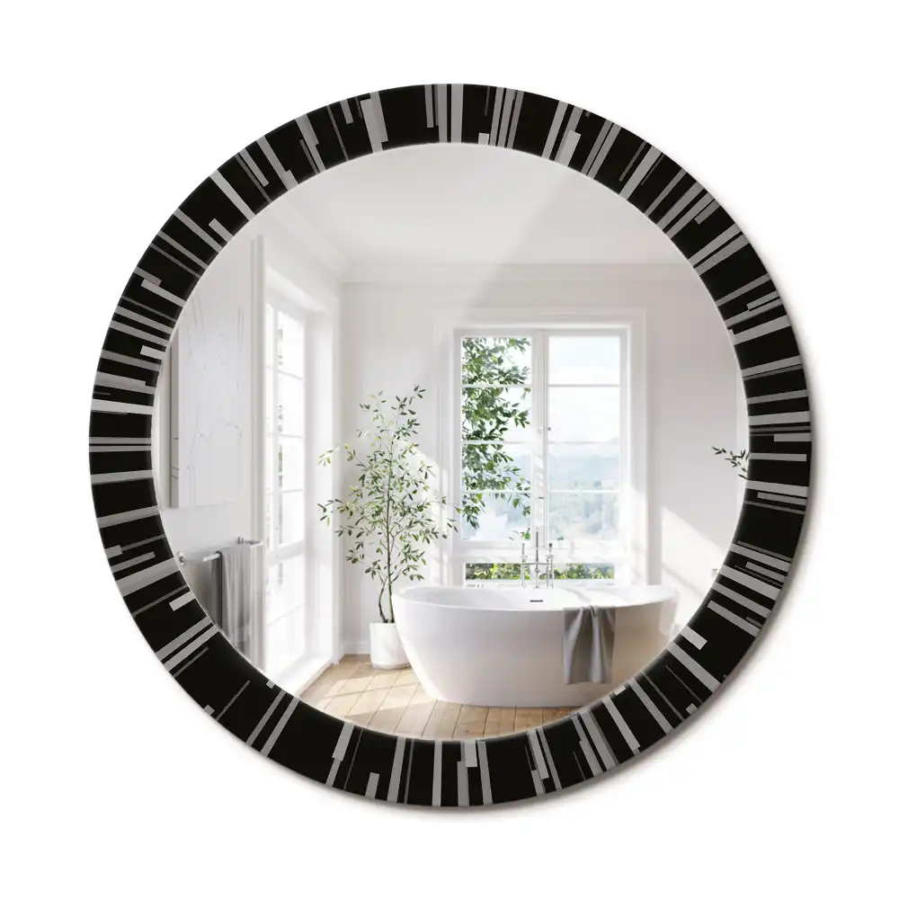 Miroir rond cadre avec impression composition rayonnante
